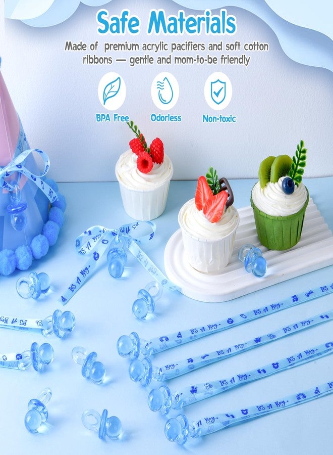 ZYFLSQ 36 Pieces Baby Shower Pacifiers Necklace, Cute Acrylic Pacifier Necklaces for Baby Shower Games Boy Charm, Party Favors, Decorations DIY, Gender Reveal Table Scatter(Blue) - Image 4
